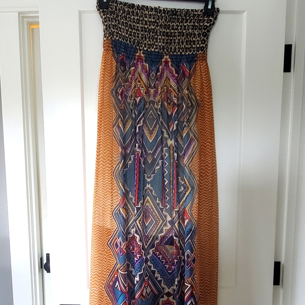 Tribal smocked maxi dress